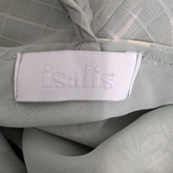 Isalis Green Cream Coquette Romantic Floral Ruffle Genuine Wrap Dress Size M - Picture 8 of 10